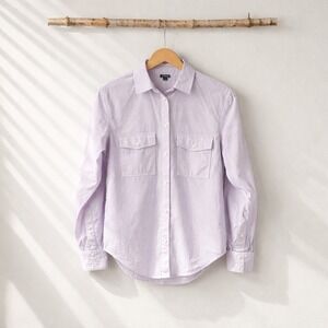 J.Crew Re-Imagined Cotton Button Down Utility Shirt Lavender Purple Size 0